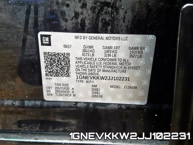 1GNEVKKW2JJ102231 фото 2