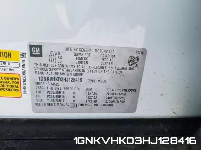 1GNKVHKD3HJ128416 фото 2