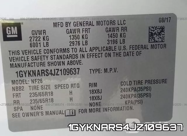1GYKNARS4JZ109637 фото 9