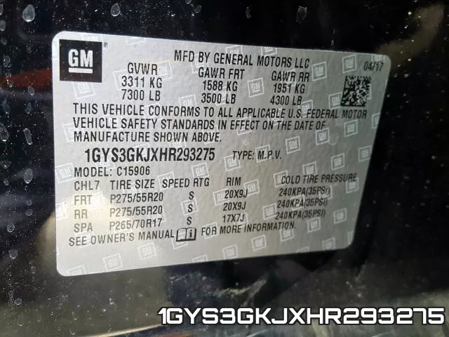 1GYS3GKJXHR293275 фото 2