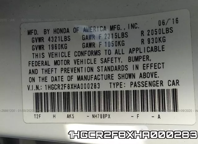 1HGCR2F8XHA000283 фото 10