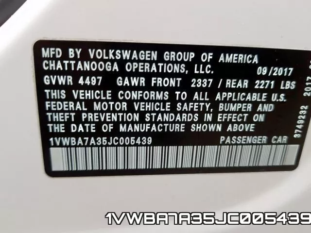 1VWBA7A35JC005439 фото 2