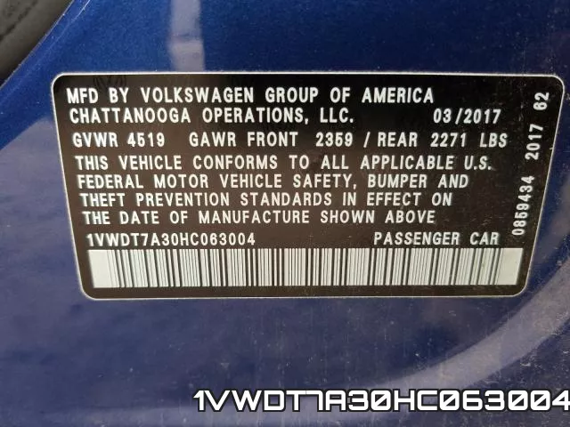 1VWDT7A30HC063004 фото 2