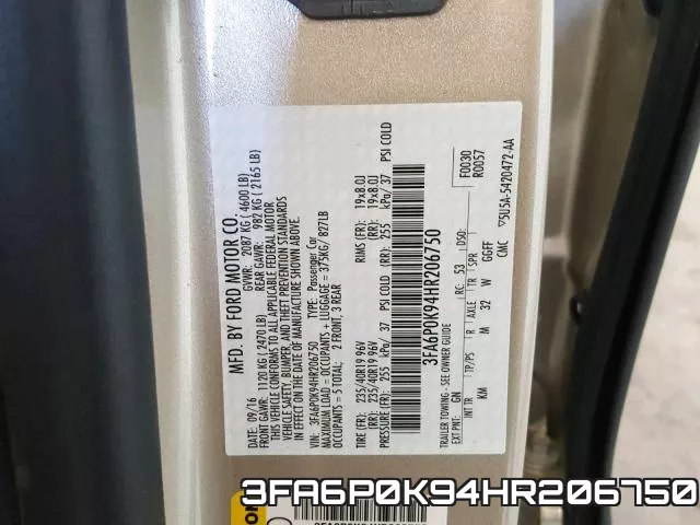 3FA6P0K94HR206750 фото 2