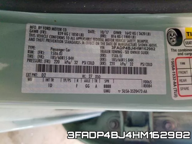 3FADP4BJ4HM162982 фото 2