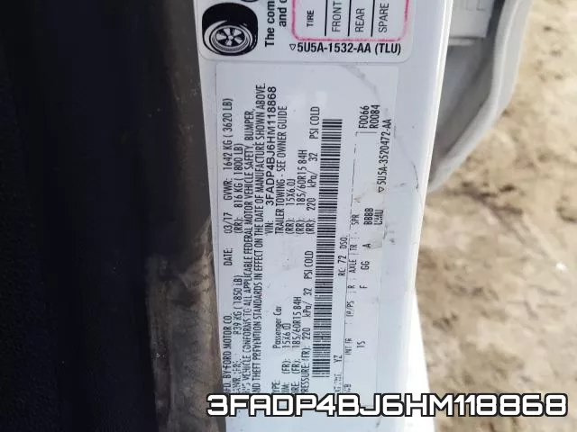 3FADP4BJ6HM118868 фото 2