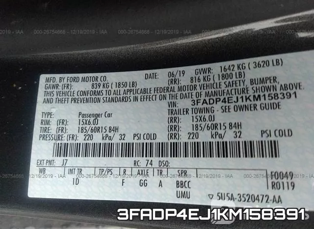 3FADP4EJ1KM158391 фото 8