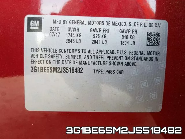 3G1BE6SM2JS518482 фото 2