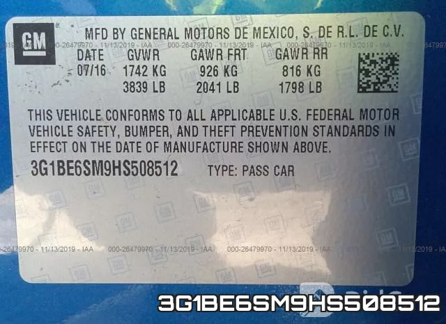 3G1BE6SM9HS508512 фото 7