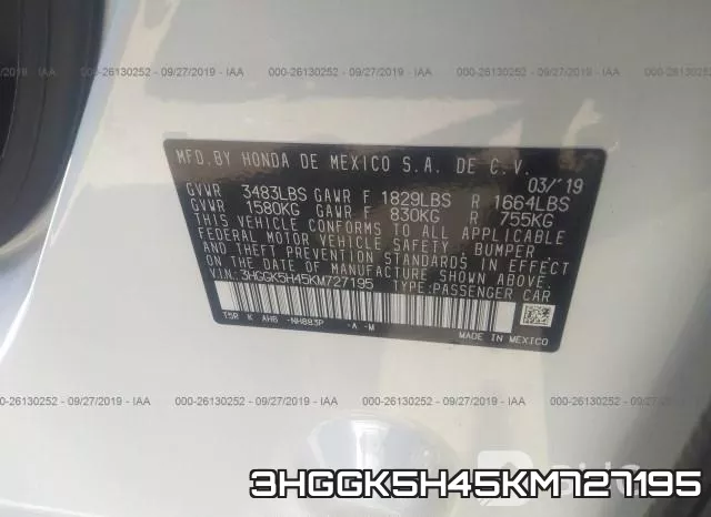 3HGGK5H45KM727195 фото 8
