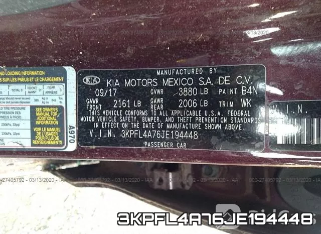 3KPFL4A76JE194448 фото 3