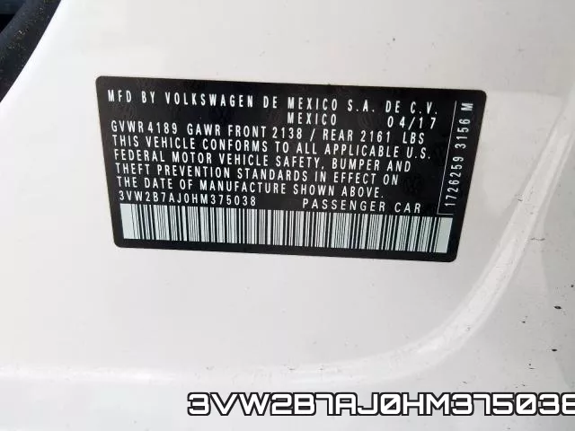 3VW2B7AJ0HM375038 фото 2