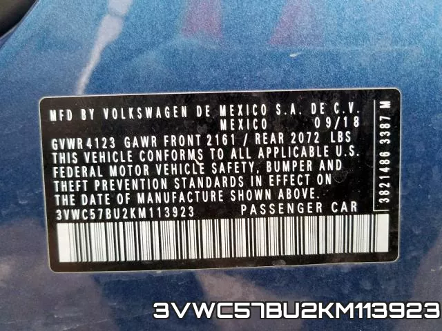 3VWC57BU2KM113923 фото 2
