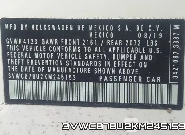 3VWCB7BU2KM245153 фото 10