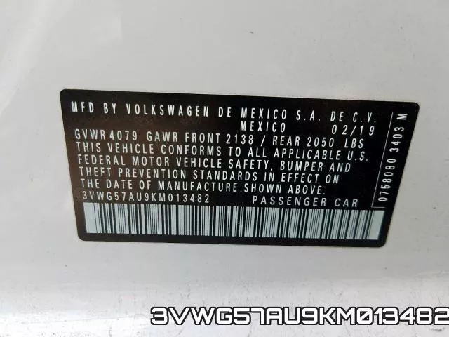 3VWG57AU9KM013482 фото 2