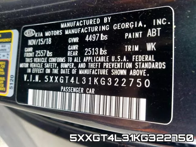 5XXGT4L31KG322750 фото 2