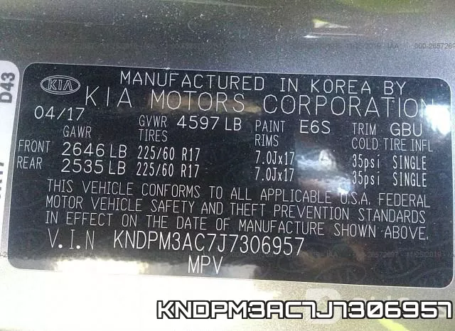 KNDPM3AC7J7306957 фото 7