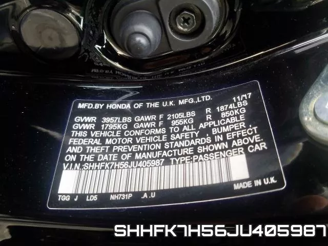 SHHFK7H56JU405987 фото 2