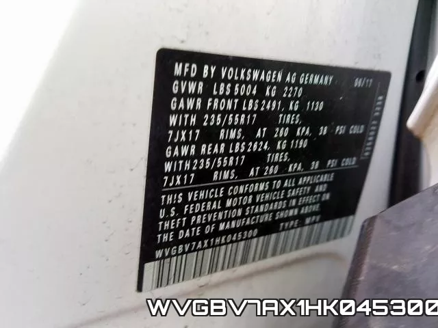 WVGBV7AX1HK045300 фото 2