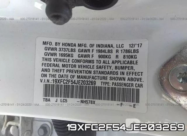 19XFC2F54JE203269 фото 8