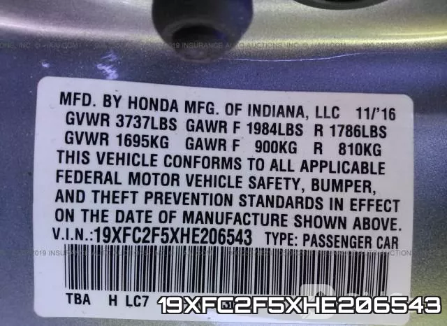 19XFC2F5XHE206543 фото 10