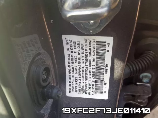 19XFC2F73JE011410 фото 2