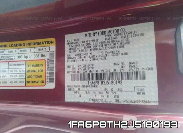 1FA6P8TH2J5180193 фото 8