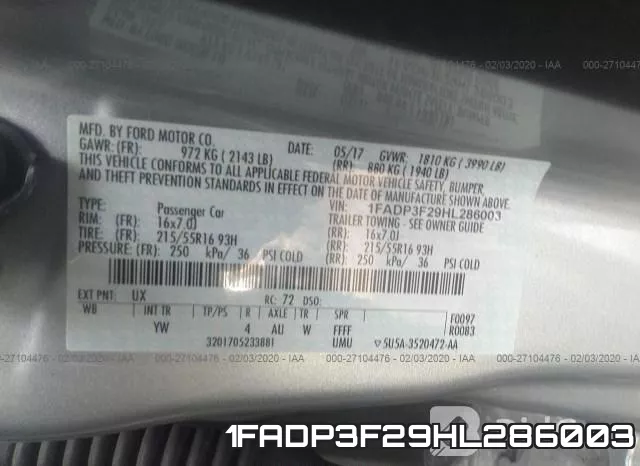 1FADP3F29HL286003 фото 6