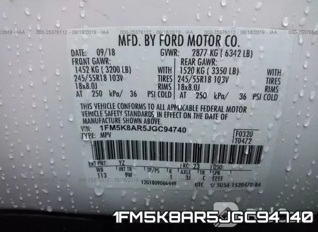 1FM5K8AR5JGC94740 фото 9
