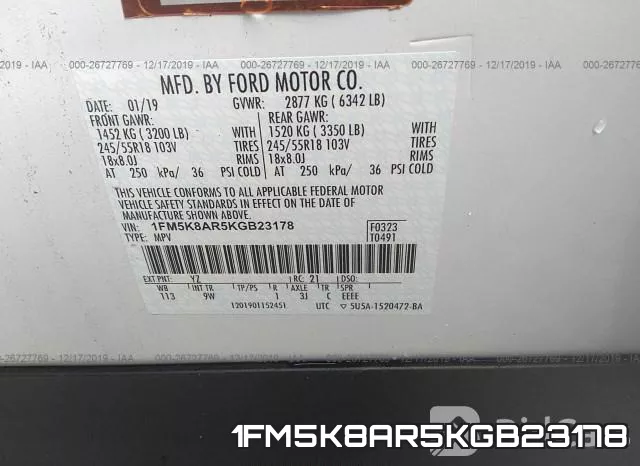 1FM5K8AR5KGB23178 фото 7