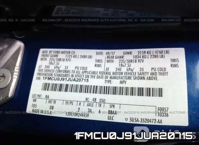 1FMCU0J91JUA20715 фото 10