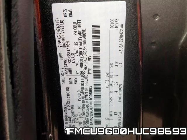 1FMCU9GD0HUC98693 фото 2