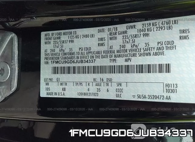 1FMCU9GD6JUB34337 фото 9