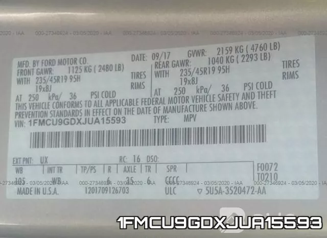 1FMCU9GDXJUA15593 фото 10