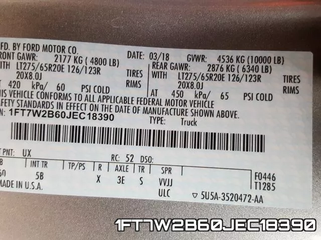 1FT7W2B60JEC18390 фото 2