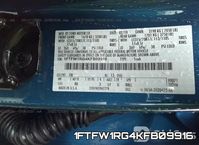 1FTFW1RG4KFB09916 фото 8
