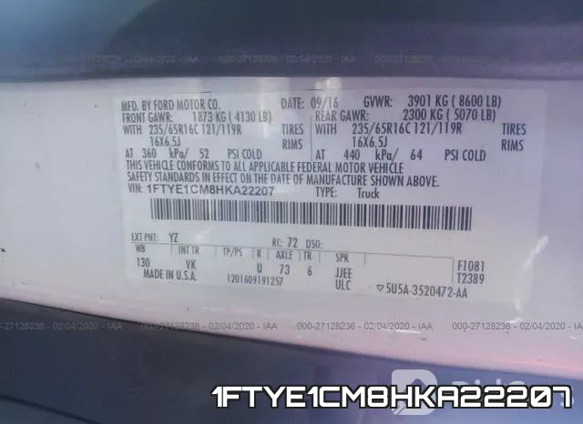 1FTYE1CM8HKA22207 фото 3