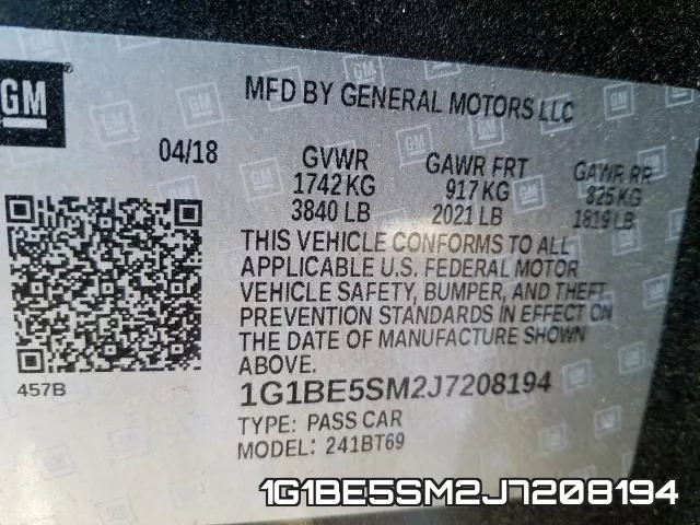 1G1BE5SM2J7208194 фото 2