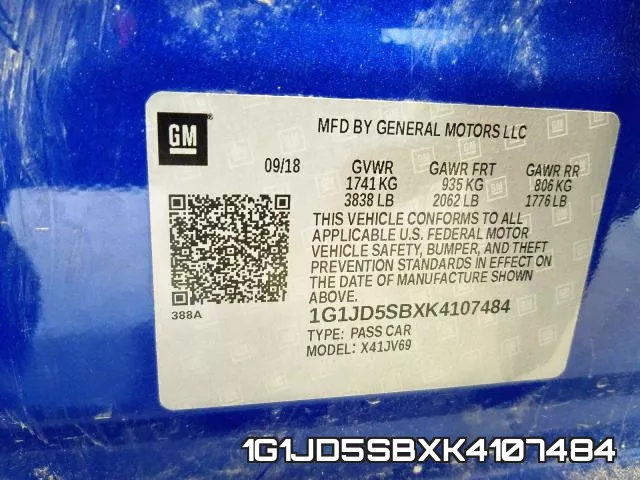 1G1JD5SBXK4107484 фото 2