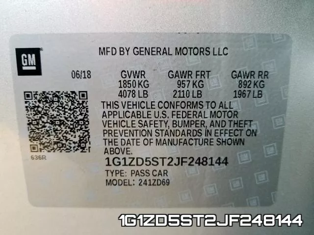 1G1ZD5ST2JF248144 фото 2