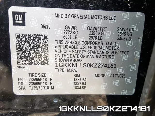 1GKKNLLS0KZ274181 фото 2