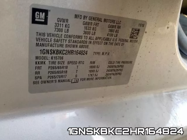 1GNSKBKC2HR164824 фото 2