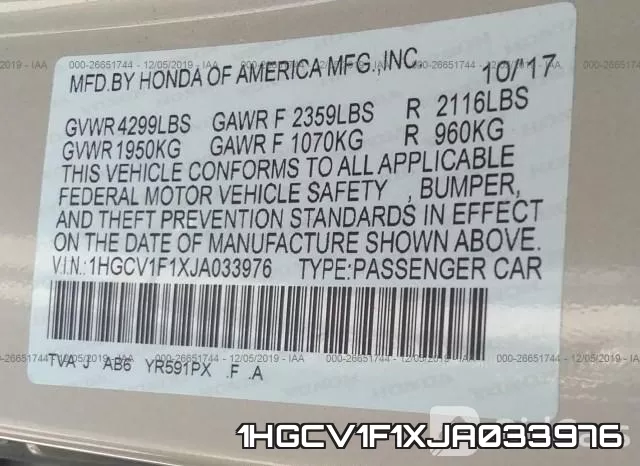1HGCV1F1XJA033976 фото 10