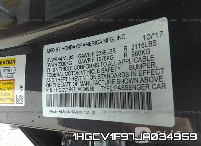 1HGCV1F97JA034959 фото 9