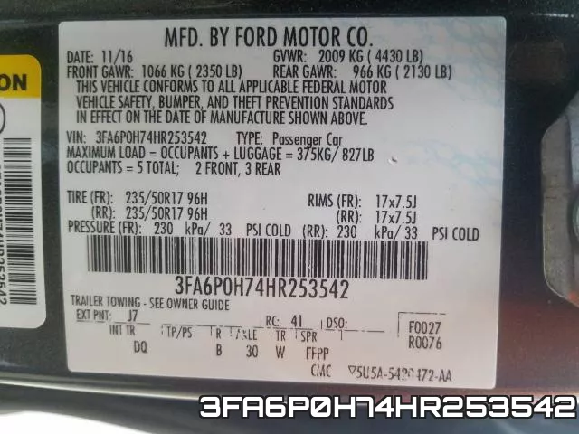 3FA6P0H74HR253542 фото 2