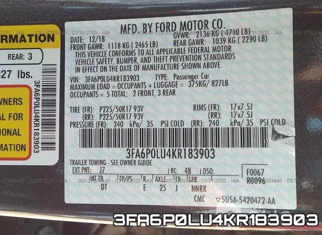 3FA6P0LU4KR183903 фото 10
