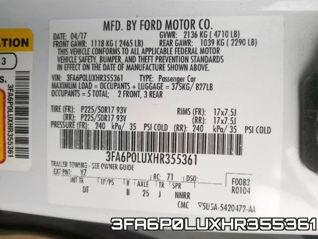 3FA6P0LUXHR355361 фото 2