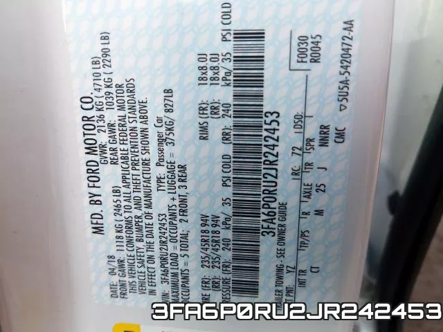 3FA6P0RU2JR242453 фото 2