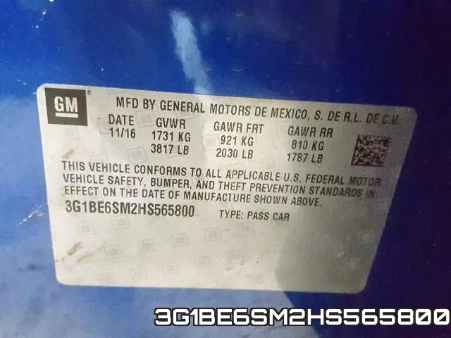 3G1BE6SM2HS565800 фото 2