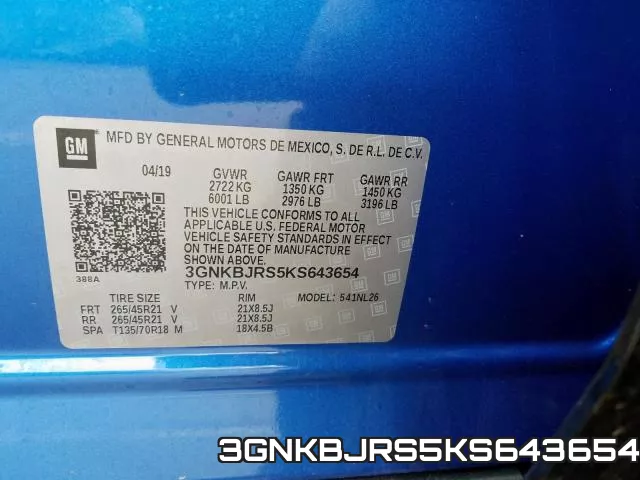 3GNKBJRS5KS643654 фото 2